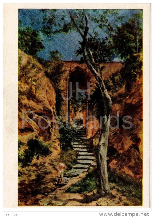 painting by N. Ge - The Bridge in Viko , 1858 - russian art - unused - JH Postcards