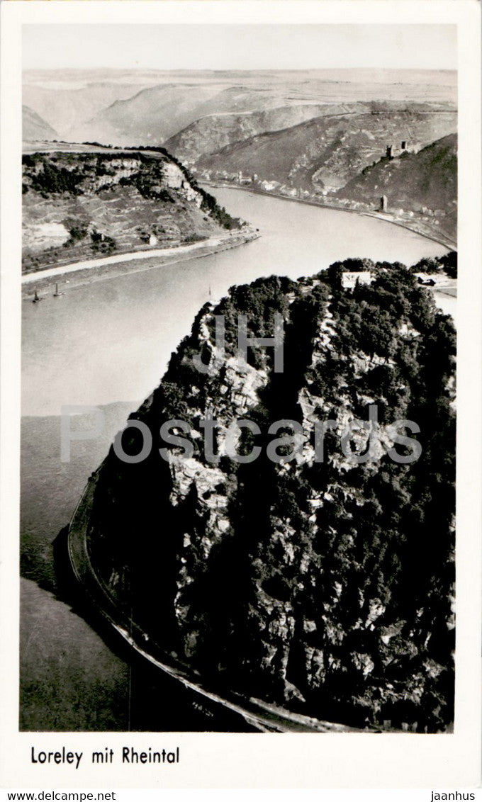 Loreley mit Rheintal - Oswald Vetter - old postcard - 1954 - Germany - used - JH Postcards