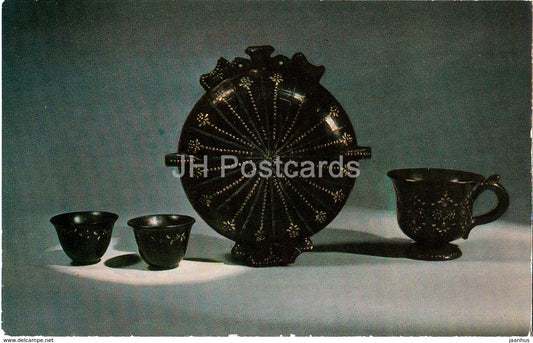 Flask , Cup , Wineglasses - Bulgaria - clay - Folk Art - 1973 - Russia USSR - unused - JH Postcards