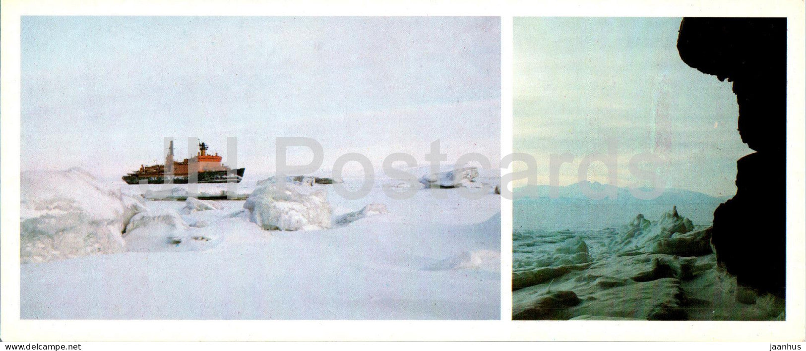nuclear-powered icebreaker Leonid Brezhnev - ship - Dezhnev cape - Magadan Region - 1986 - Russia USSR - unused - JH Postcards