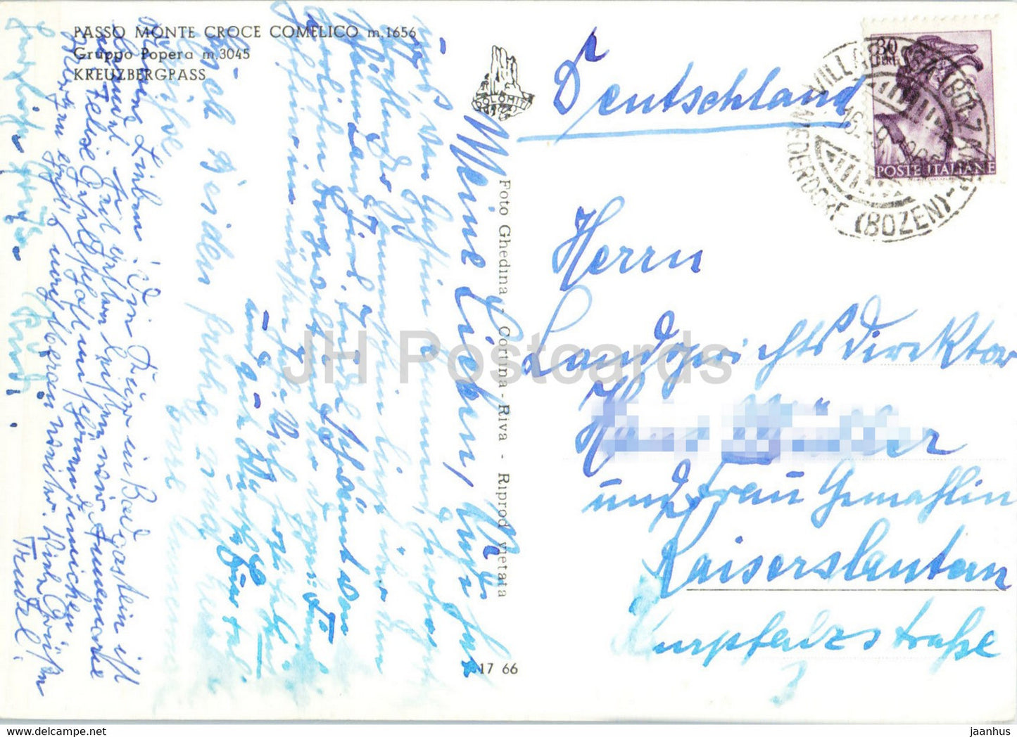 Passo Monte Croce Comelico 1656 m - Gruppo Propera - Kreuzbergpass - 1965 - Italy - used