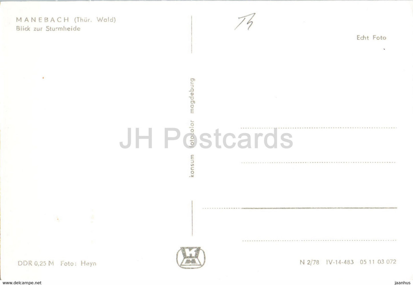 Manebach - Blick zur Sturmheide - Germany DDR - unused