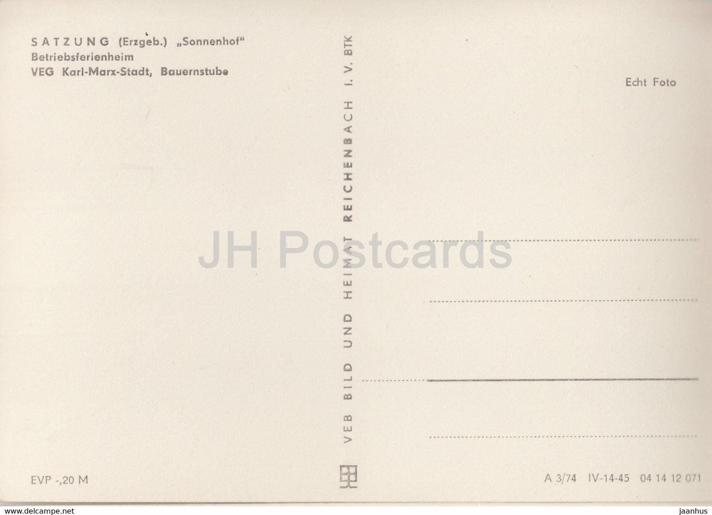 Satzung - Sonnenhof - Betriebsferienheim - Germany DDR - unused