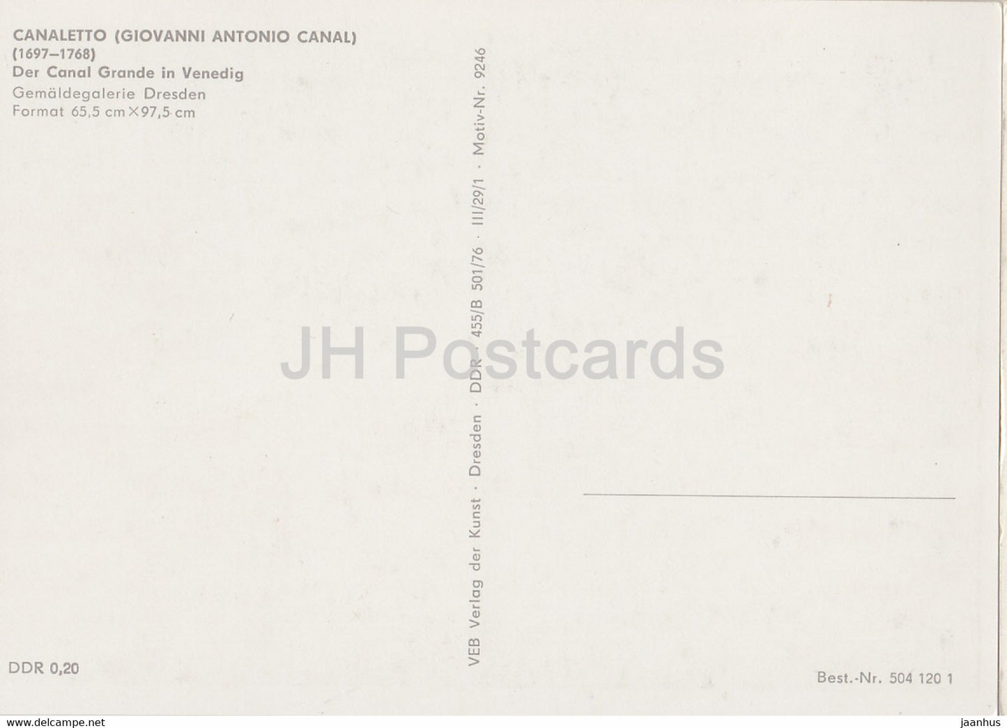 painting by Canaletto - Der Canal Grande in Venedig - Venice - Venezia - Italian art - Germany DDR - unused