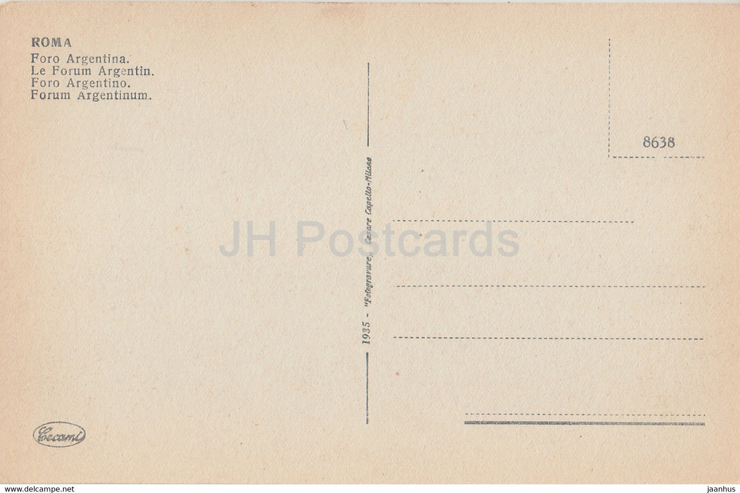Roma - Rom - Foro Argentina - Foro Argentino - alte Postkarte - Italien - unbenutzt