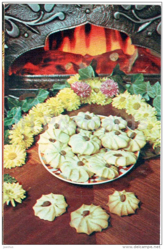 Baku Kurabiye - biscuit - dishes - Azerbaijan dessert - cuisine - 1984 - Russia USSR - unused - JH Postcards