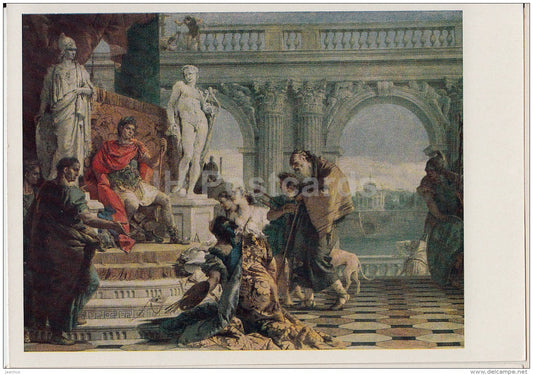 painting by Giovanni Battista Tiepolo - Emperor Augustus learning Fine Art - Italian art - Russia USSR - unused - JH Postcards