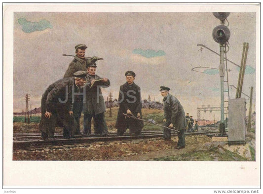 painting by N. Osenev - Future Railway Workes - russian art - unused - JH Postcards