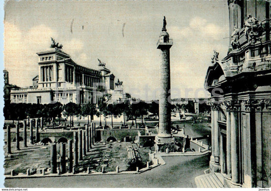 Roma - Rome - Foro Traiano e Monumento a Vittorio Emanuele II - Trajan Forum - old postcard - 1954 - Italy - used - JH Postcards