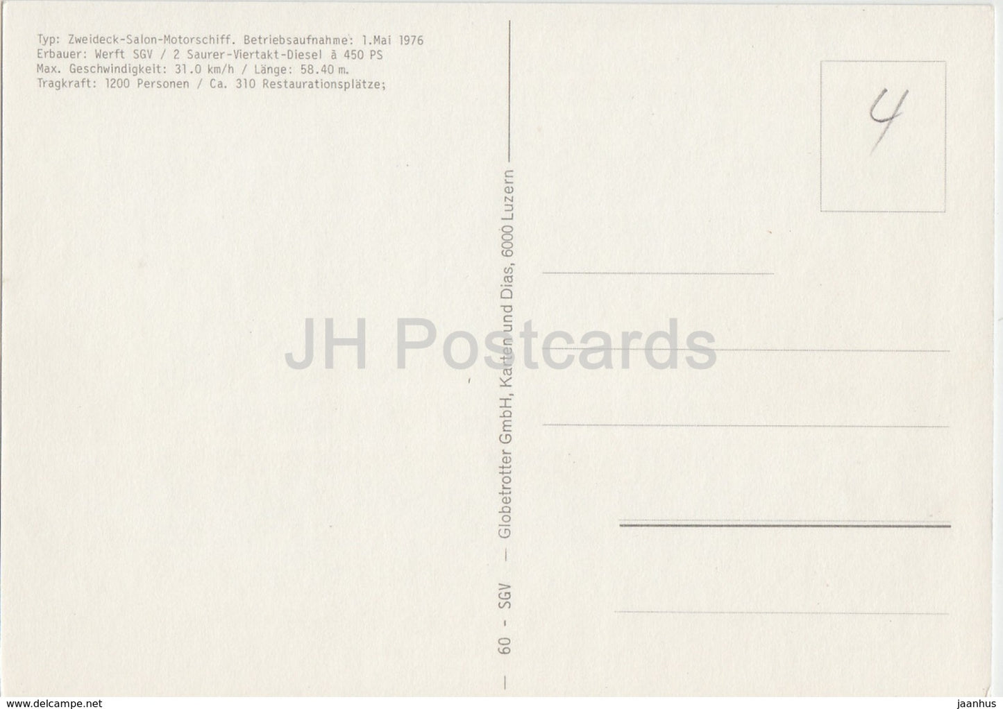 Vierwaldstattersee - Motorschiff Europa - passenger ship - MS - Switzerland - unused