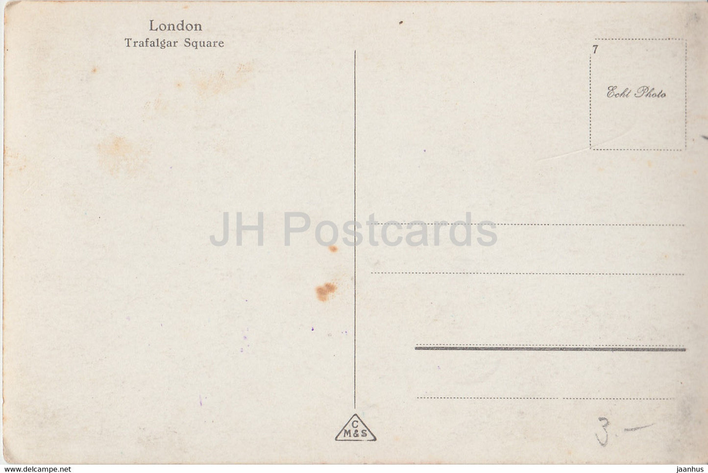 Londres - Trafalgar Square - bus - 1007 - carte postale ancienne - Angleterre - Royaume-Uni - inutilisé