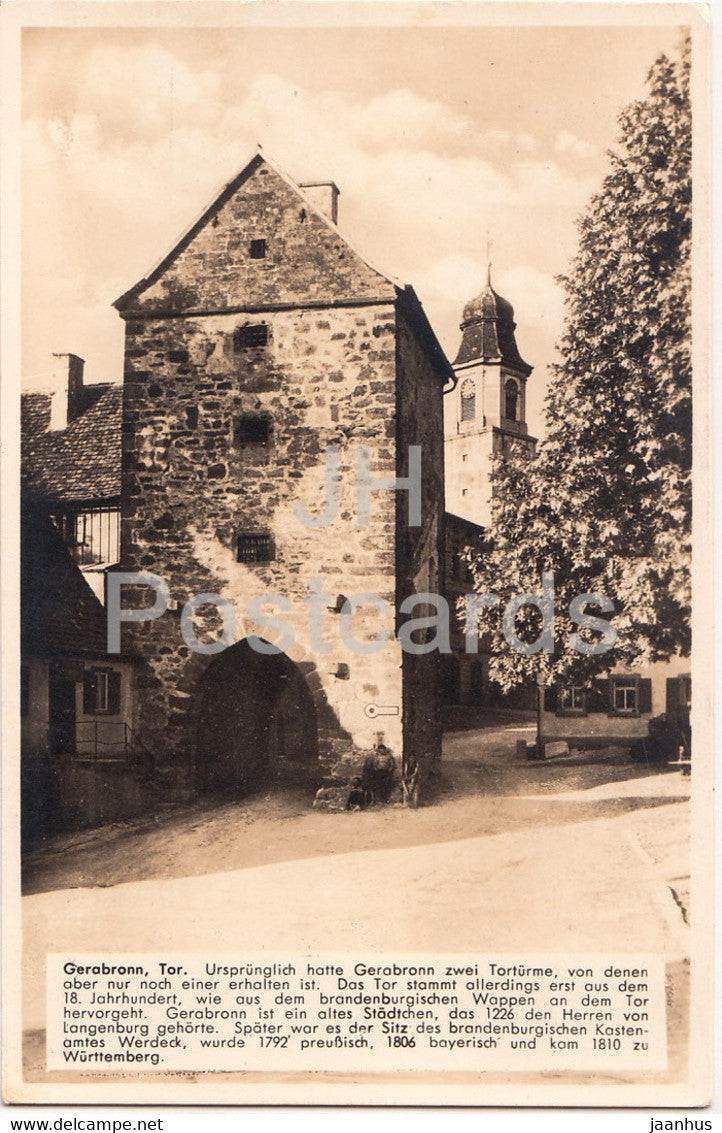 Gerabronn - Tor - old postcard - 1955 - Germany - used - JH Postcards