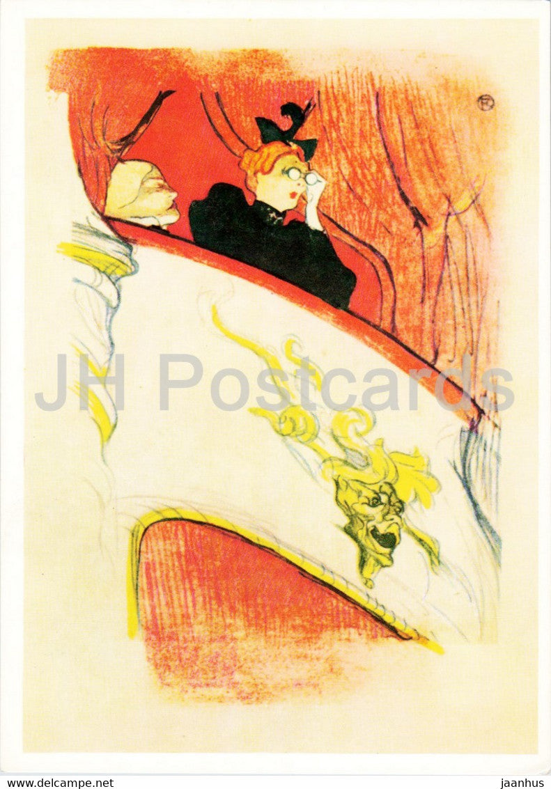 painting by Henri de Toulouse-Lautrec - Die Loge mit der goldenen Maske - French art - Germany DDR - unused - JH Postcards