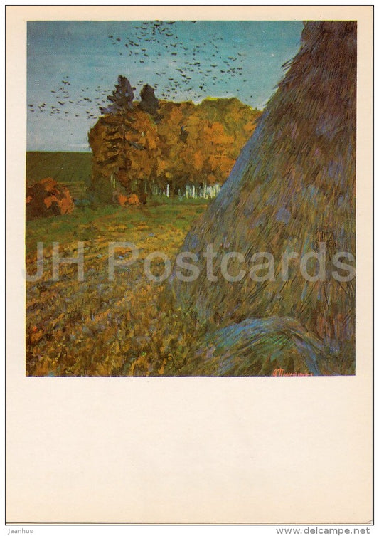 painting by A. Polyushenko - Before departure - Russian art - Russia USSR - 1983 - unused - JH Postcards