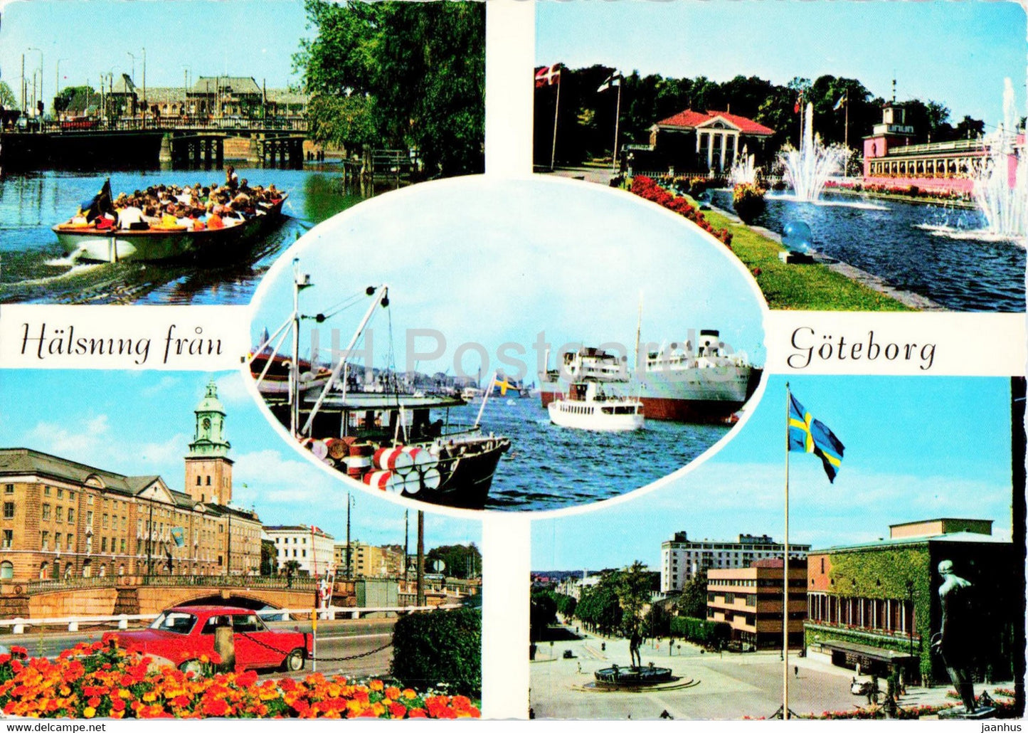 Halsning fran Goteborg - ship - boat - multiview - Sweden - unused - JH Postcards