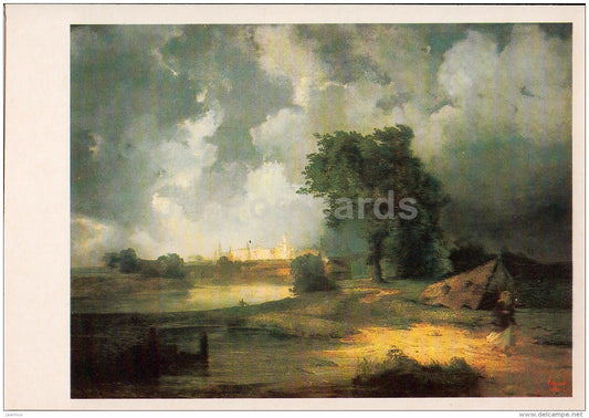 painting by A. Savrasov - Kremlin view on a bad weather , 1851 - Russian art - 1986 - Russia USSR - unused - JH Postcards