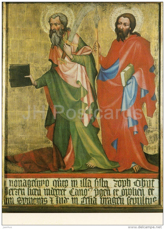 illustration by Bohemian Master - SS Bartolomew and Thomas - Czech art - large format card - Czech - unused - JH Postcards