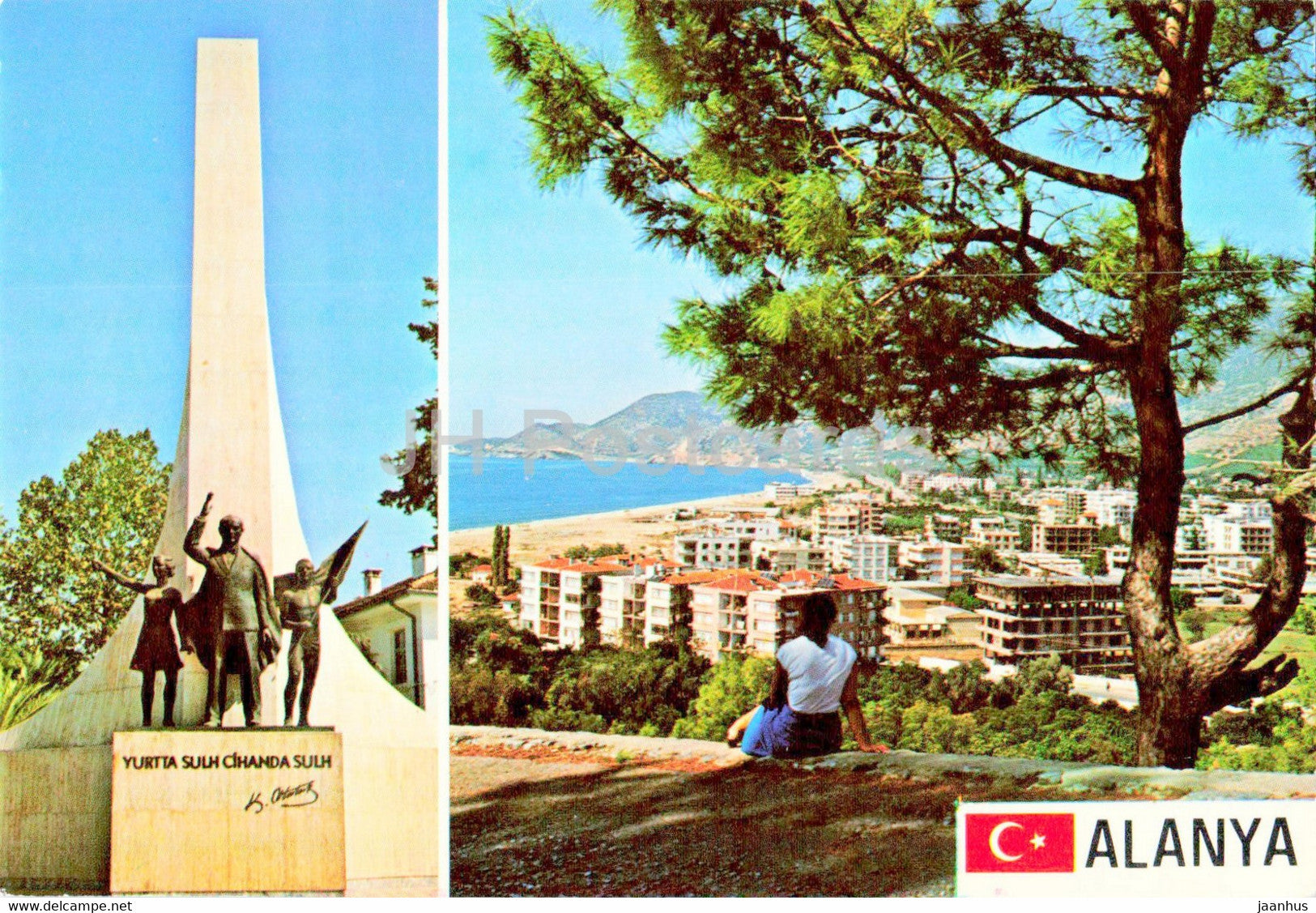 Alanya - Ataturk monument and a view of the city - Keskin Color - Turkey - unused - JH Postcards