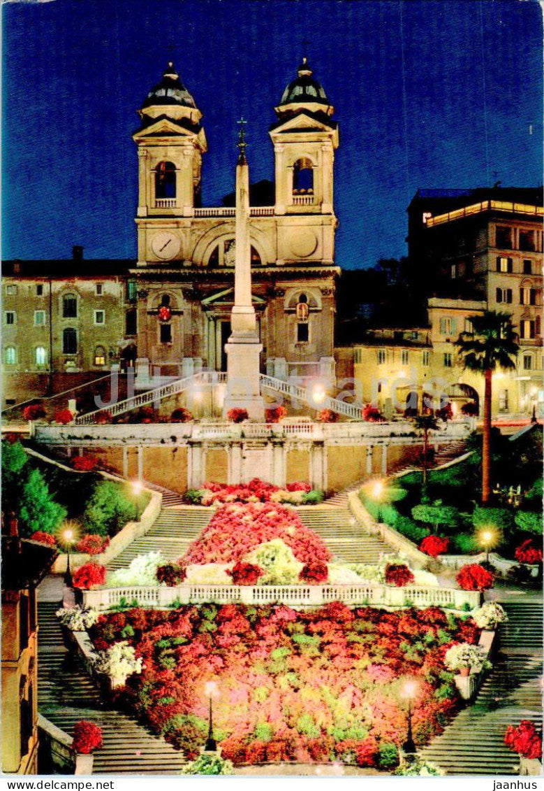 Roma - Rome - Roma di Notte - Piazza di Spagna - Trinita dei Monti - Spain's Square - 23 - Italy - unused - JH Postcards