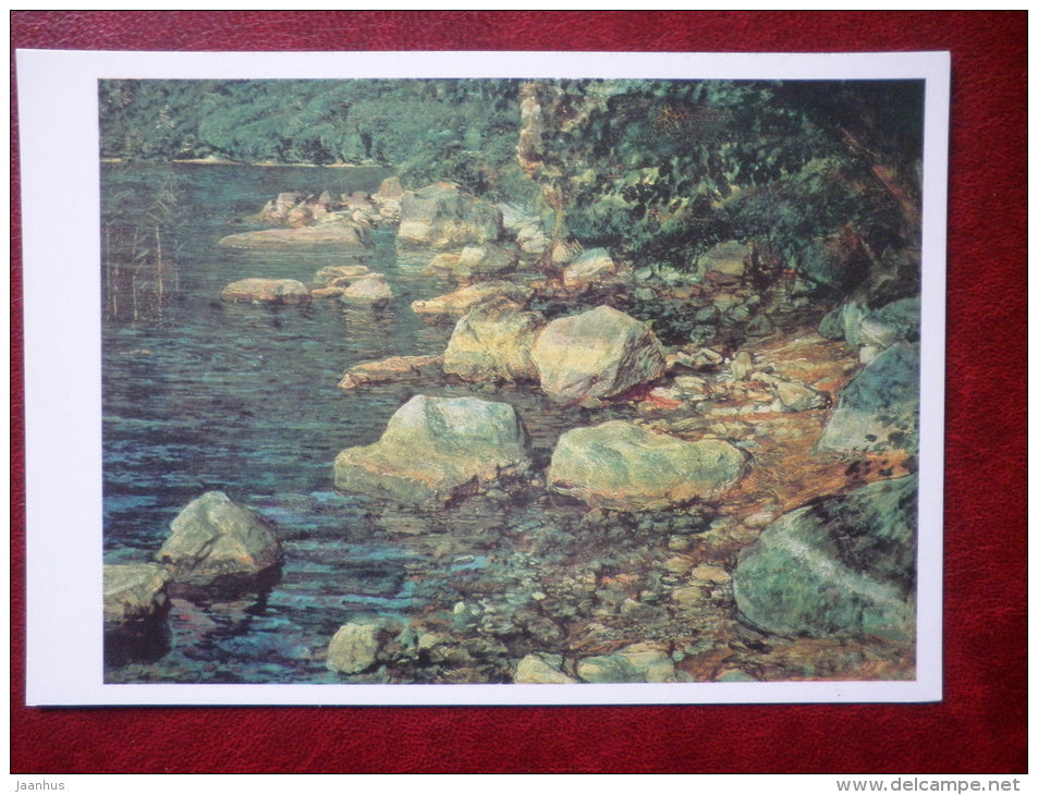 painting by Alexander Andreyevich Ivanov , Water and stones at Palazzuolo near Firenze - russian art - unused - JH Postcards