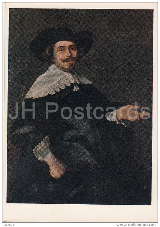 painting by Bartholomeus van der Helst - Portrait of a Man - hat - Dutch art - 1956 - Russia USSR - unused - JH Postcards