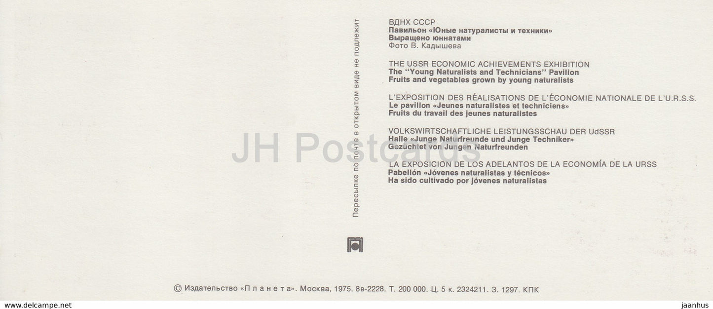 The Young Naturalists and Technicians pavilion - fruits and vegetables - VDNKh - 1975 - Russia USSR - unused