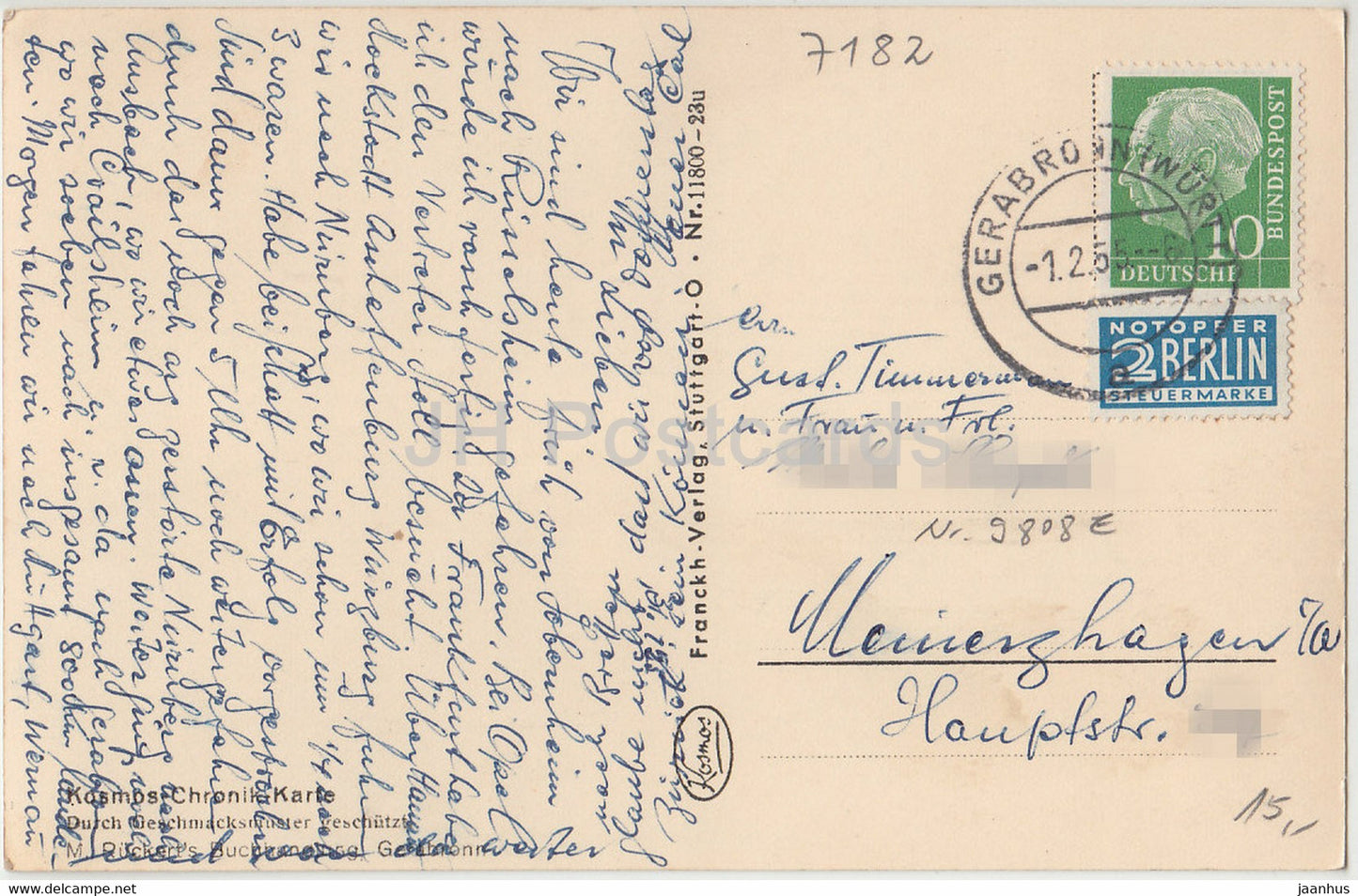 Gerabronn - Tor - alte Postkarte - 1955 - Deutschland - gebraucht