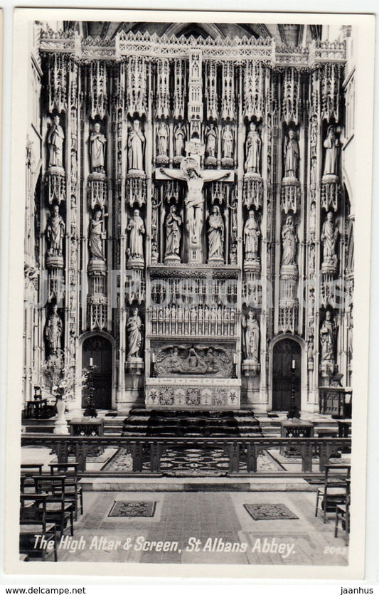 St. Albans Abbey - The High Altar and Screen - 2062 - 1961 - United Kingdom - England - used - JH Postcards