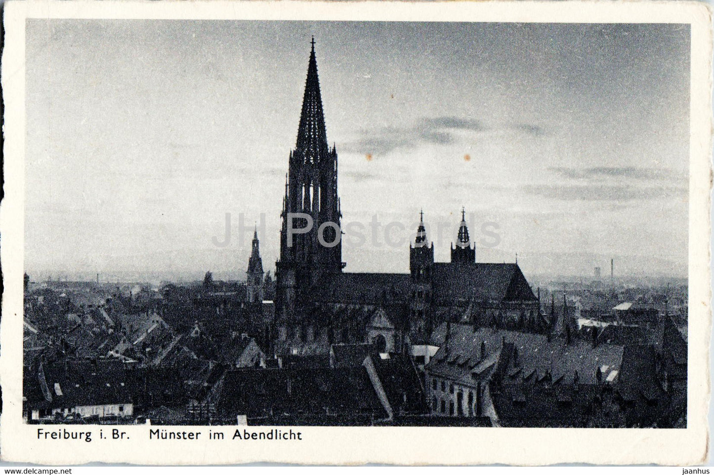 Freiburg i Br - Munster im Abendlicht - cathedral - 2521 - old postcard - Germany - unused - JH Postcards