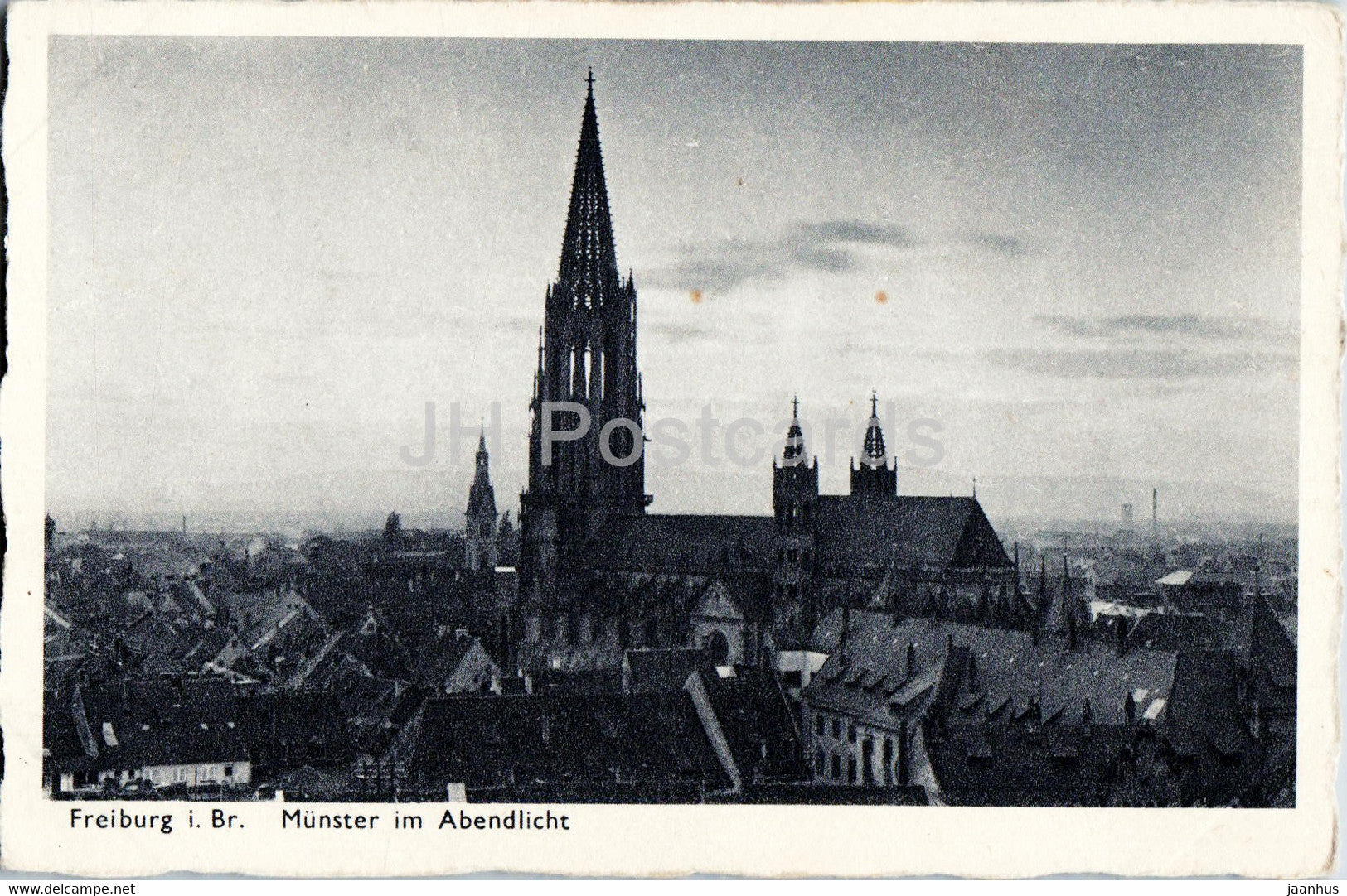 Freiburg i Br - Munster im Abendlicht - cathedral - 2521 - old postcard - Germany - unused - JH Postcards