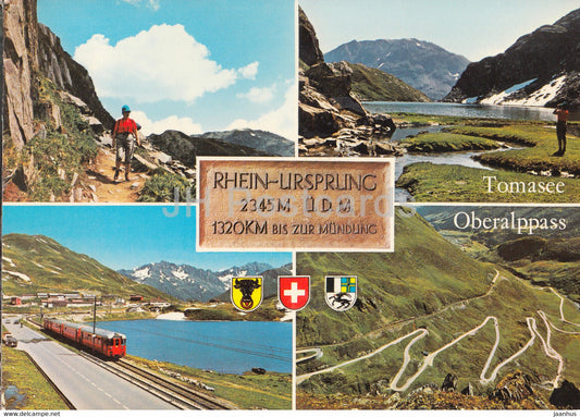 Oberalppass 2048 m - Tomasee 2345 m - Der Tomasee ist die Quelle des Rheins - train - railway 1985 - Switzerland - used - JH Postcards