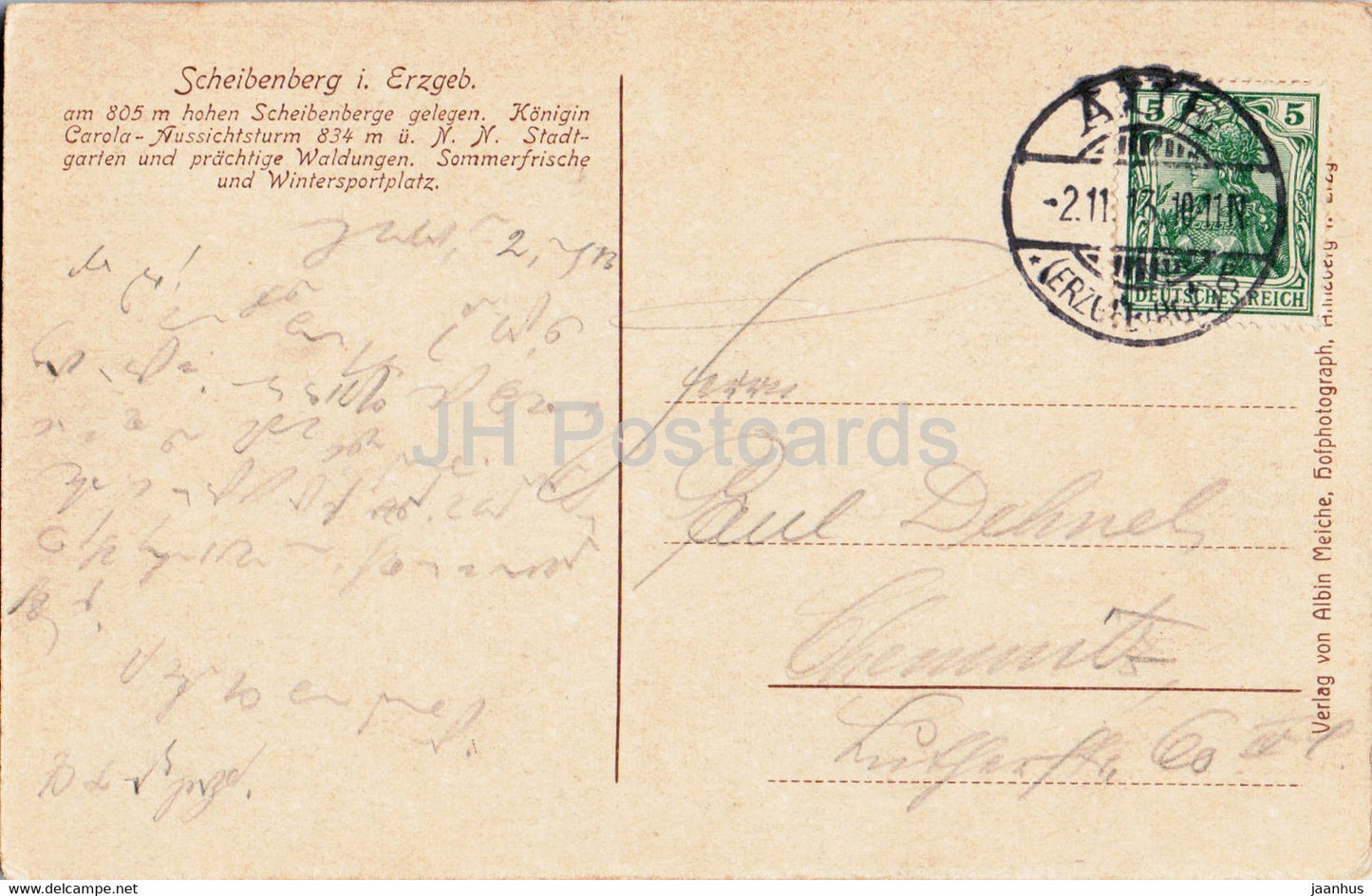 Scheibenberg i Erzgeb - old postcard - 1913 - Germany - used