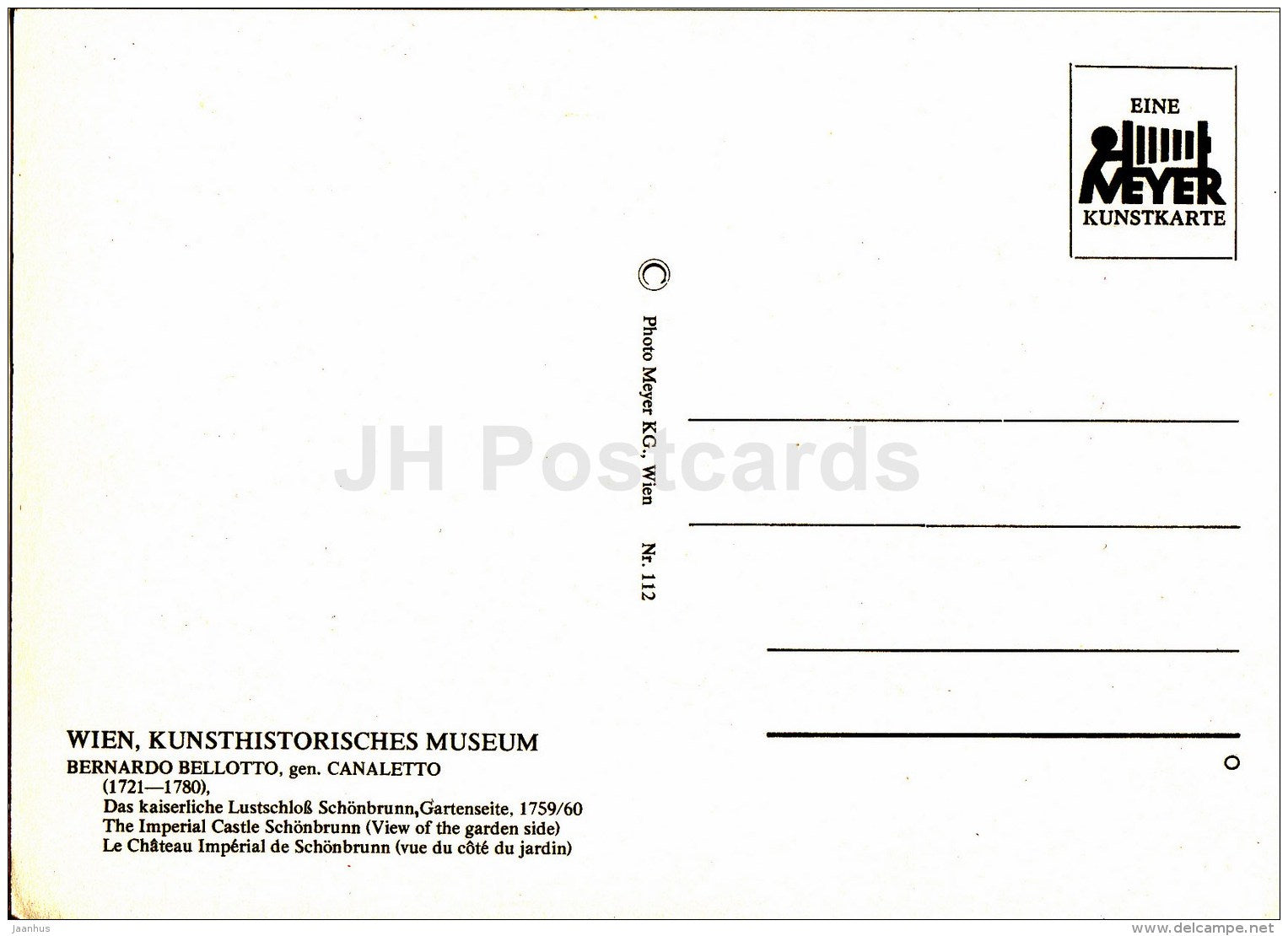 painting by Bernardo Bellotto - The Imperial Castle Schönbrunn - Wien - Vienna - Austria - unused - JH Postcards