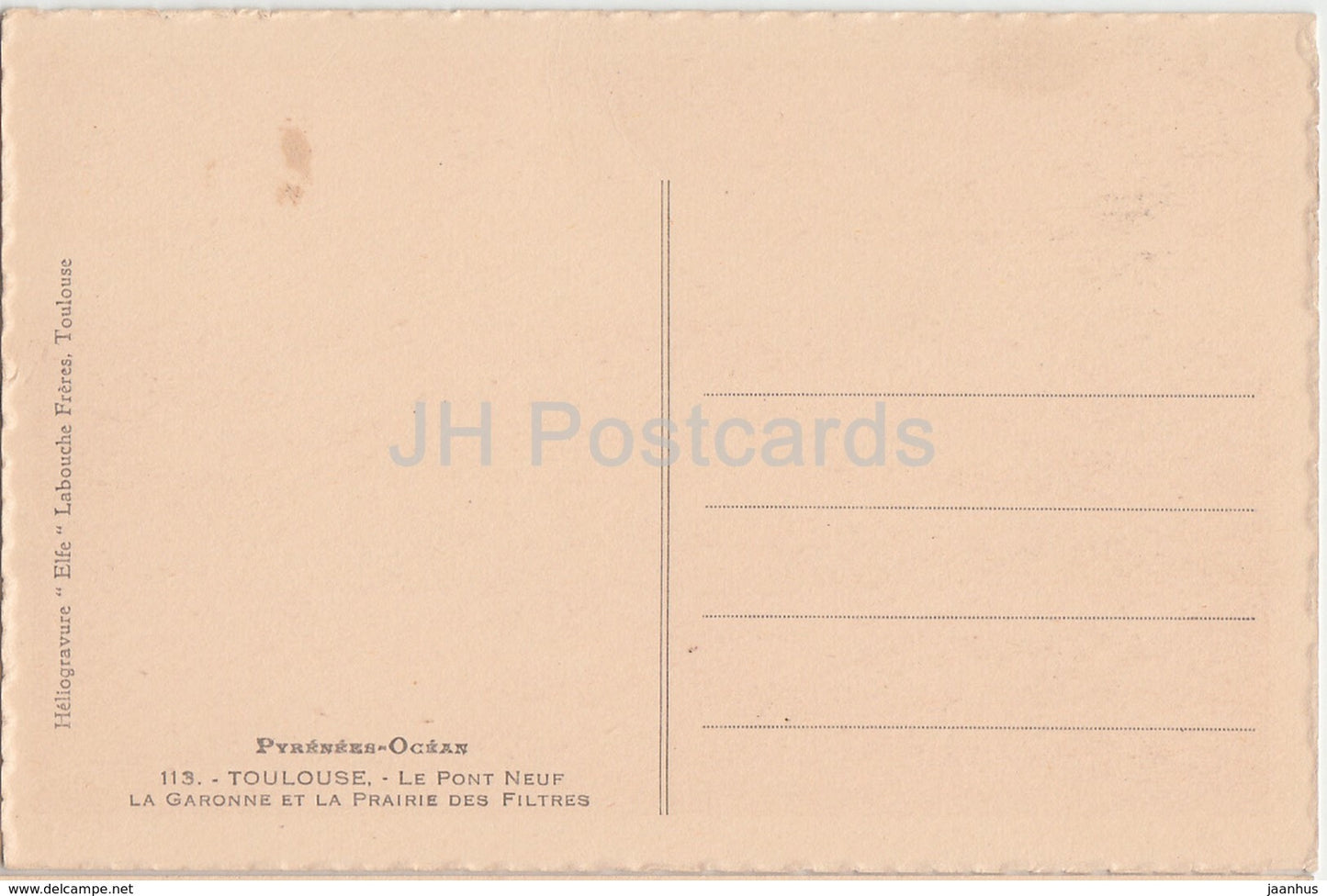 Toulouse - Le Pont Neuf  - La Garonne et la Prairie des Filtres - bridge - 113 - old postcard - France - unused
