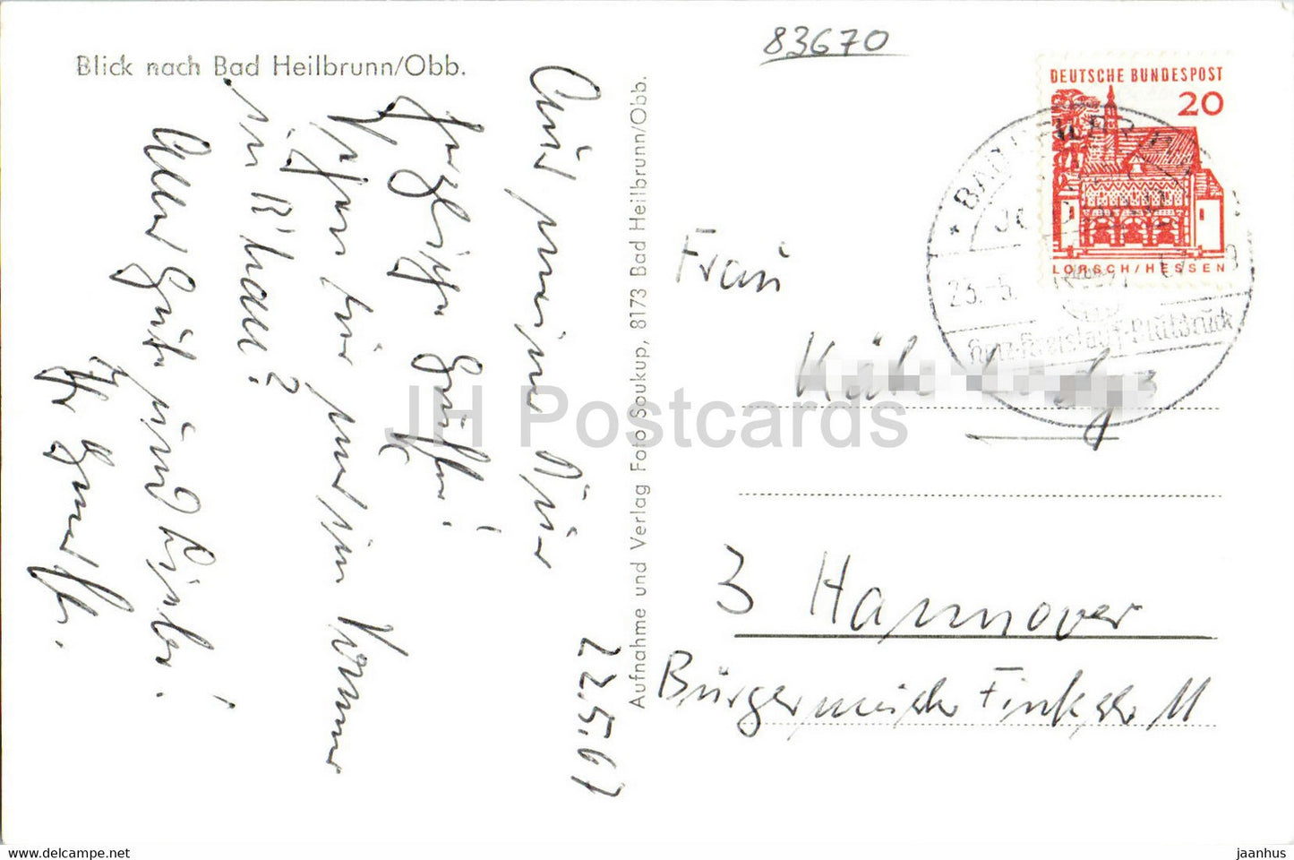 Blick nach Bad Heilbrunn - carte postale ancienne - 1967 - Allemagne - utilisé