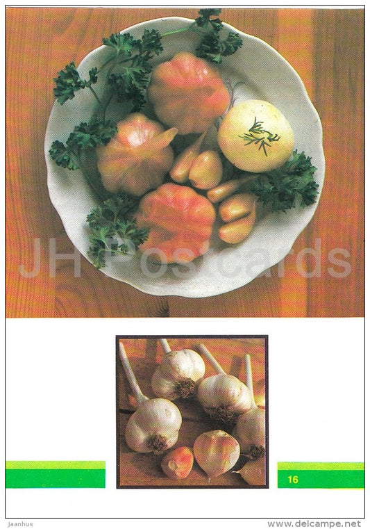 Pickled Garlic - Vegetable Dishes - recipes - 1990 - Russia USSR - unused - JH Postcards