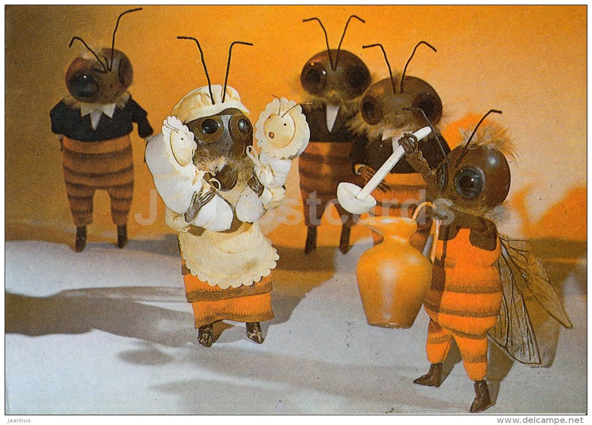 Puppet Movie - Honey Masters Town - Bee - 1990 - Estonia USSR - used - JH Postcards