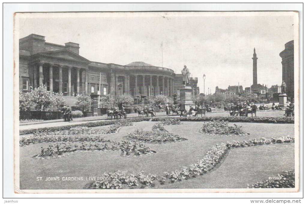 St John´s Gardens - Liverpool - England - UK - old postcard - sent from Liverpool to Estonia 1938 - used - JH Postcards
