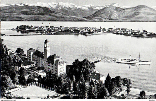 Bad Schachen mit Lindau im Bodensee und Osterr. Alpen - old postcard - Germany - unused - JH Postcards