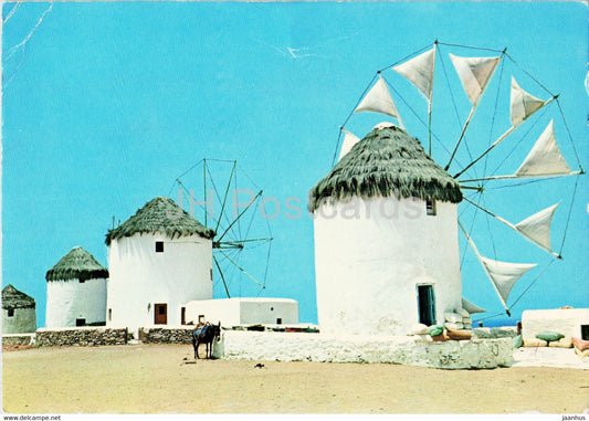 Myconos - Sunset - windmill - 1979 - Greece - used - JH Postcards