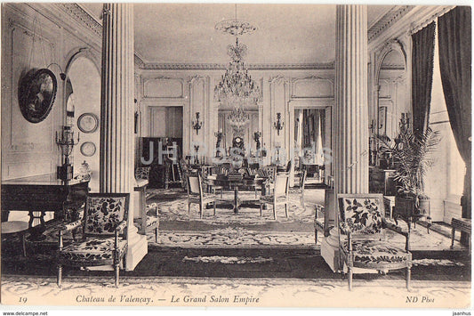 Chateau de Valencay - Le Grand Salon Empire - castle - 19 - old postcard - France - unused - JH Postcards