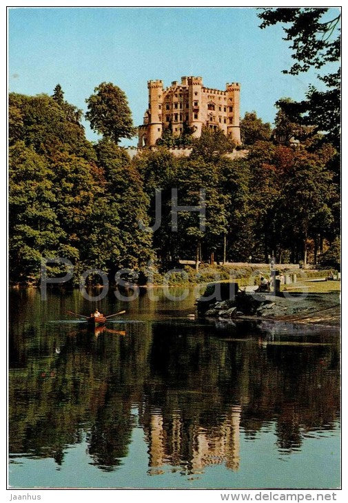 Königsschloß Hohenschwangau mit Alpsee - castle - boat - Germany - 1982 gelaufen - JH Postcards