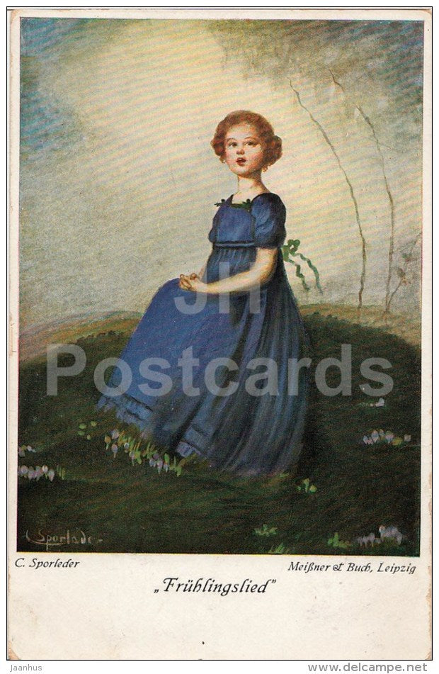 painting by C. Sporleder - Fruhlingslied - girl - serie 2327 - MBL - German Art - old postcard - Germany - used - JH Postcards