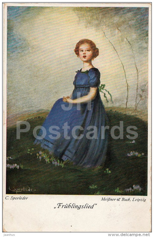 painting by C. Sporleder - Fruhlingslied - girl - serie 2327 - MBL - German Art - old postcard - Germany - used - JH Postcards