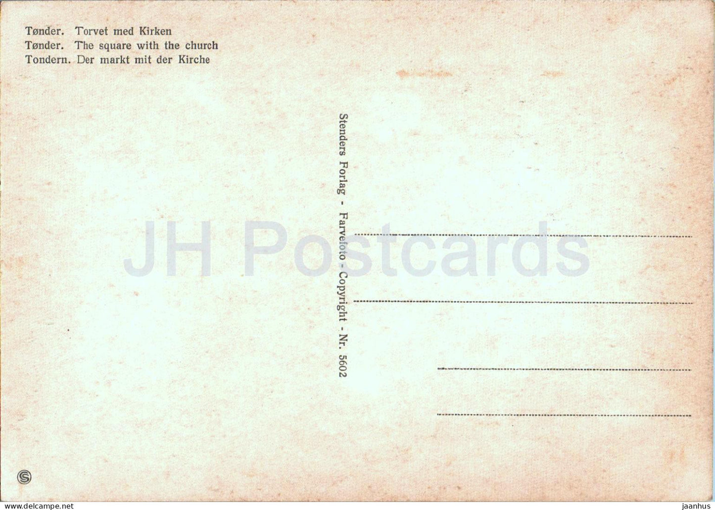 Tonder - Torvet med Kirken - square with the church - 5602 - Denmark - unused