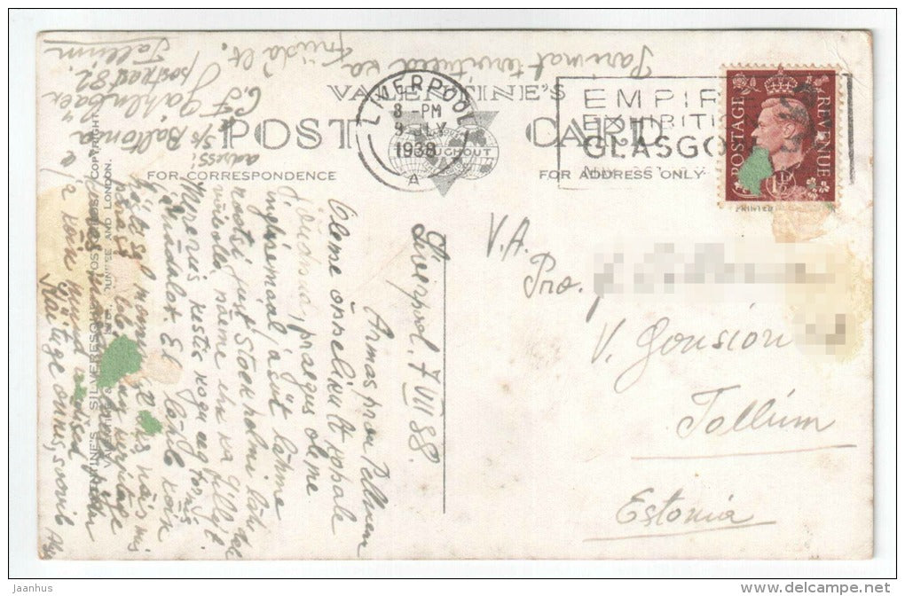 St John´s Gardens - Liverpool - England - UK - old postcard - sent from Liverpool to Estonia 1938 - used - JH Postcards