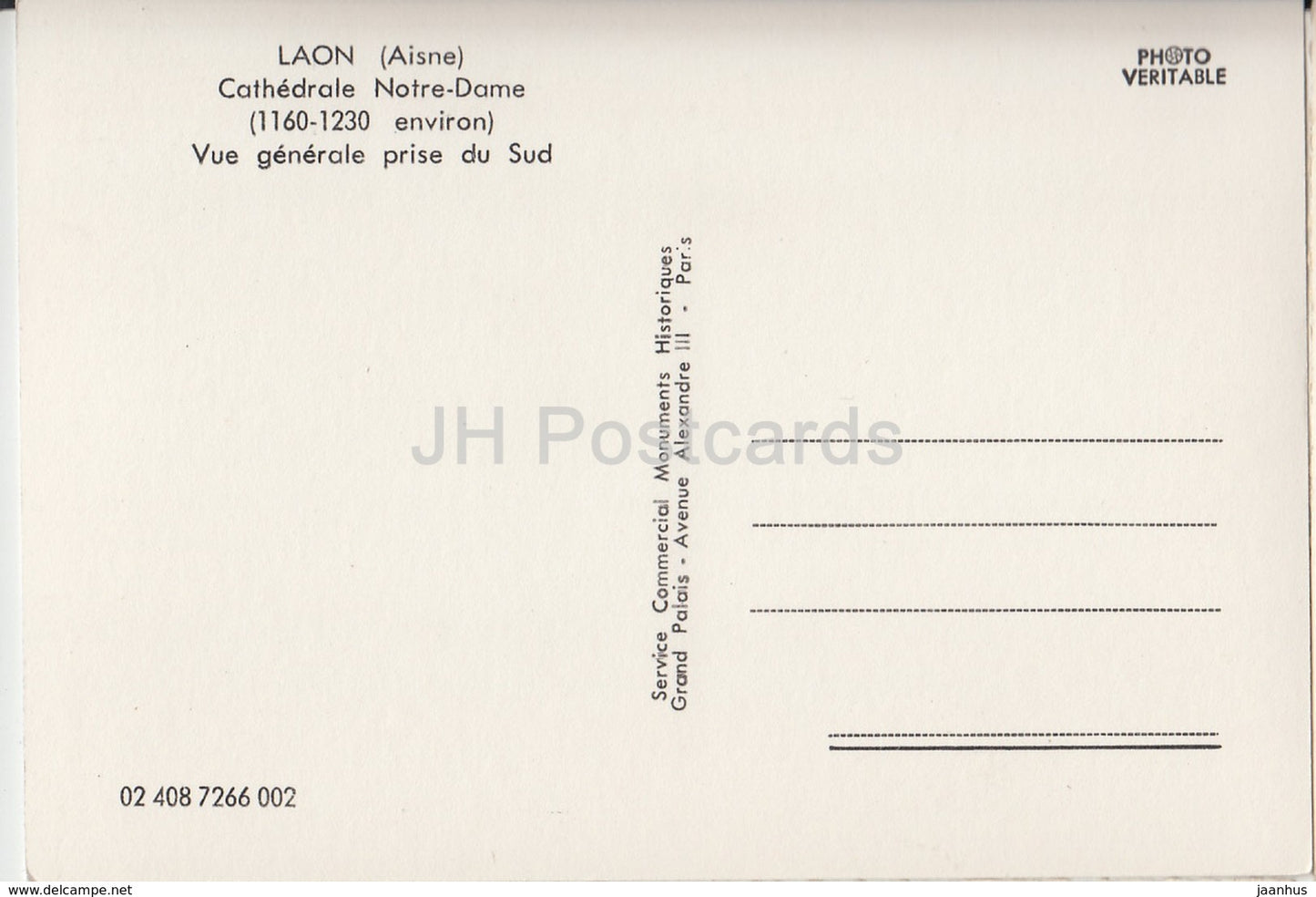 Laon - Cathedrale Notre-Dame - Vue generale prise du Sud - cathedral - Aisne - France - unused