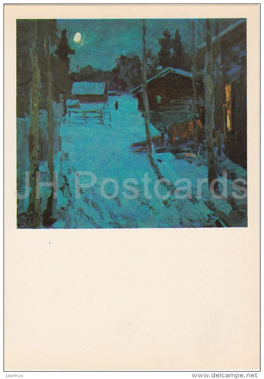 painting by A. Polyushenko - Winter Night - Russian art - Russia USSR - 1983 - unused - JH Postcards