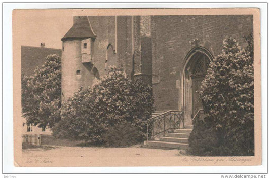 Am Gotteshaus zur Blütenzeit - church - Germany - Joh. C. Horn - old postcard - circulated in Estonia - used - JH Postcards