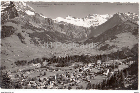 Adelboden 1356 m - Talabschluss mit Wildstrubel - Engstligfalle u. Boden - 12287 - Switzerland - old postcards - unused - JH Postcards